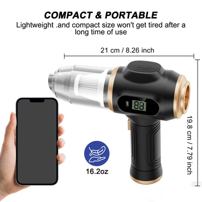 BELIBUY Powerful 2-In-1 Air Duster & Vacuum, Handheld Cordless Cleaner with Digital Display for Electronics Car Home Office